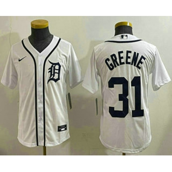 Youth Detroit Tigers #31 Riley Greene White Cool Base Stitched Jersey - Ujersey
