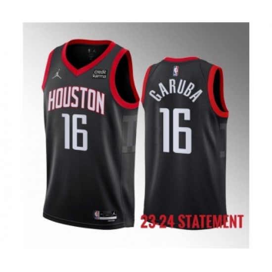 Men's Houston Rockets #16 Usman Garuba Black 2023 Statement Edition Stitched Basketball Jersey - Ujersey