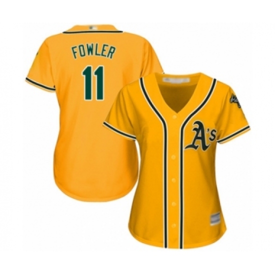 Women's Oakland Athletics #11 Dustin Fowler Authentic Gold Alternate 2 Cool Base Baseball Player Jersey - Ujersey