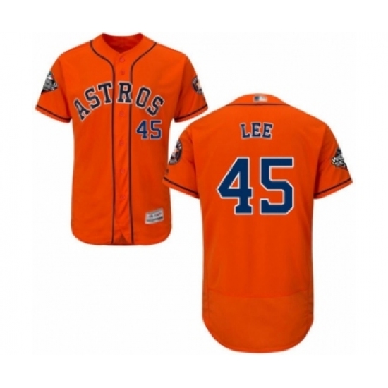 Men's Houston Astros #45 Carlos Lee Orange Alternate Flex Base Authentic Collection 2019 World Series Bound Baseball Jersey - Ujersey
