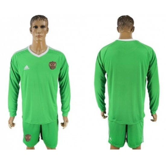 Russia Blank Green Long Sleeves Goalkeeper Soccer Country Jersey