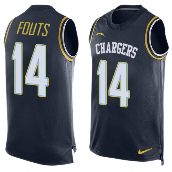 Men's Nike Los Angeles Chargers #14 Dan Fouts Limited Navy Blue Player Name & Number Tank Top NFL Jersey - Ujersey