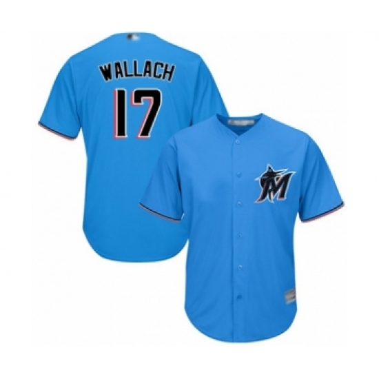 Youth Miami Marlins #17 Chad Wallach Authentic Blue Alternate 1 Cool Base Baseball Player Jersey - Ujersey