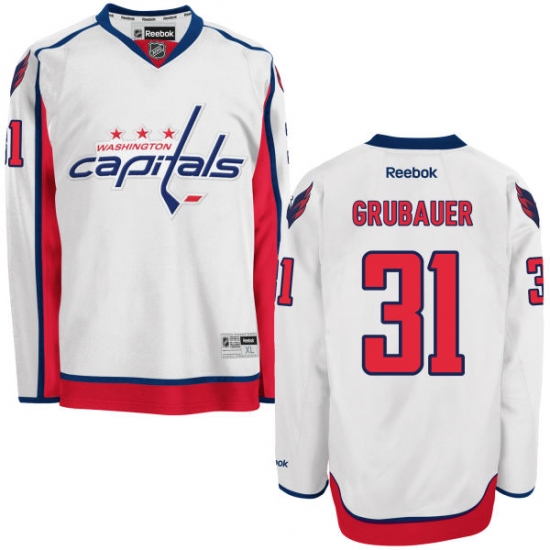 Men's Reebok Washington Capitals #31 Philipp Grubauer Authentic White Away NHL Jersey - Ujersey