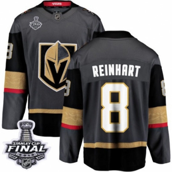 Men's Vegas Golden Knights #8 Griffin Reinhart Authentic Black Home Fanatics Branded Breakaway 2018 Stanley Cup Final NHL Jersey - Ujersey