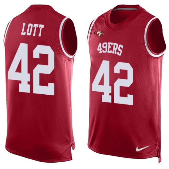 Men's Nike San Francisco 49ers #42 Ronnie Lott Limited Red Player Name & Number Tank Top NFL Jersey - Ujersey