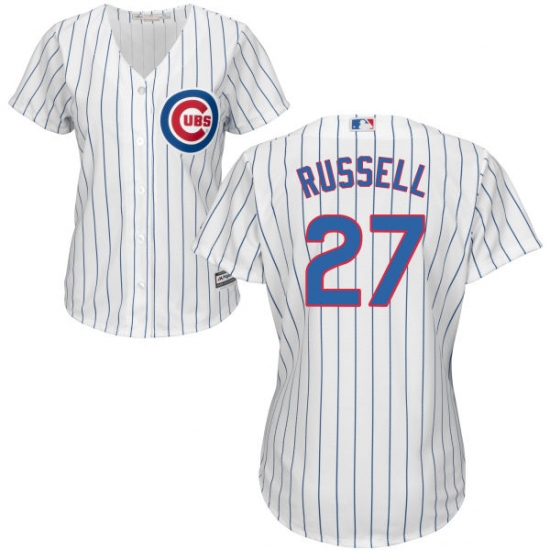 Women's Majestic Chicago Cubs #27 Addison Russell Authentic White Home Cool Base MLB Jersey - Ujersey