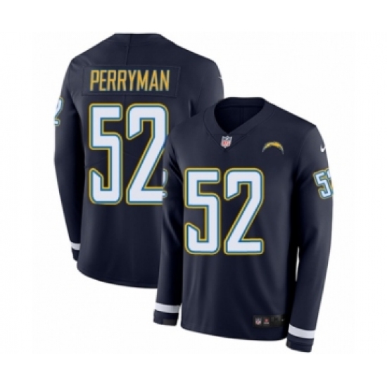 Youth Nike Los Angeles Chargers #52 Denzel Perryman Limited Navy Blue Therma Long Sleeve NFL Jersey - Ujersey