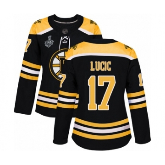 Women's Boston Bruins #17 Milan Lucic Premier Black Home 2019 Stanley Cup Final Bound Hockey Jersey - Ujersey