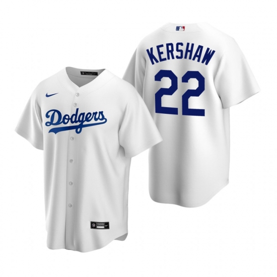 Men's Nike Los Angeles Dodgers #22 Clayton Kershaw White Home Stitched Baseball Jersey - Ujersey