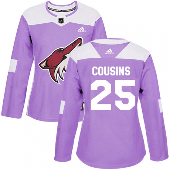 Women's Adidas Arizona Coyotes #25 Nick Cousins Authentic Purple Fights Cancer Practice NHL Jersey - Ujersey
