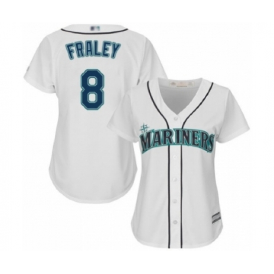 Women's Seattle Mariners #8 Jake Fraley Authentic White Home Cool Base Baseball Player Jersey - Ujersey