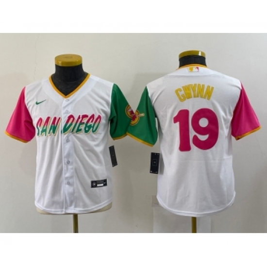 Youth San Diego Padres #19 Tony Gwynn White 2022 City Connect Cool Base Stitched Jersey - Ujersey
