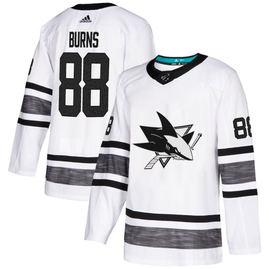 Men's Adidas San Jose Sharks #88 Brent Burns White 2019 All-Star Game Parley Authentic Stitched NHL Jersey - Ujersey