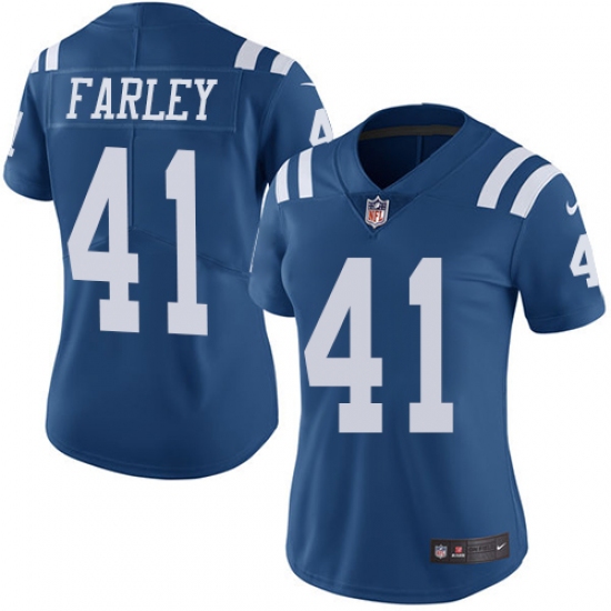 Women's Nike Indianapolis Colts #41 Matthias Farley Limited Royal Blue Rush Vapor Untouchable NFL Jersey - Ujersey