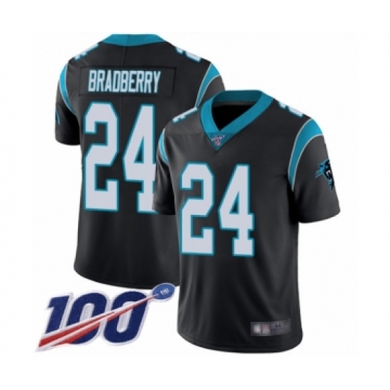 Men's Carolina Panthers #24 James Bradberry Black Team Color Vapor Untouchable Limited Player 100th Season Football Jersey - Ujersey