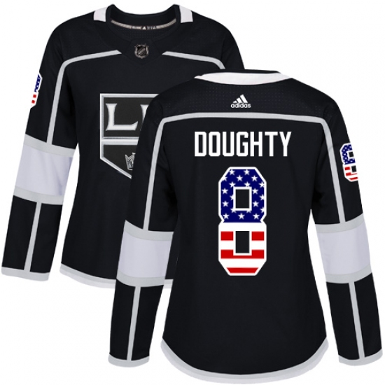 Women's Adidas Los Angeles Kings #8 Drew Doughty Authentic Black USA Flag Fashion NHL Jersey - Ujersey