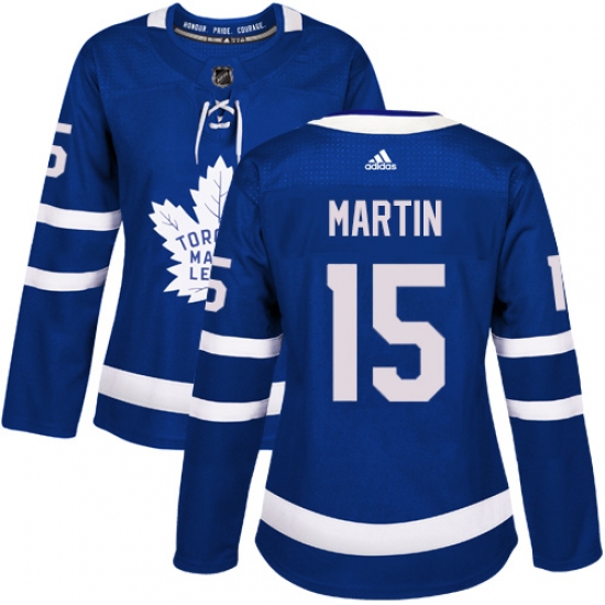 Women's Adidas Toronto Maple Leafs #15 Matt Martin Authentic Royal Blue Home NHL Jersey - Ujersey