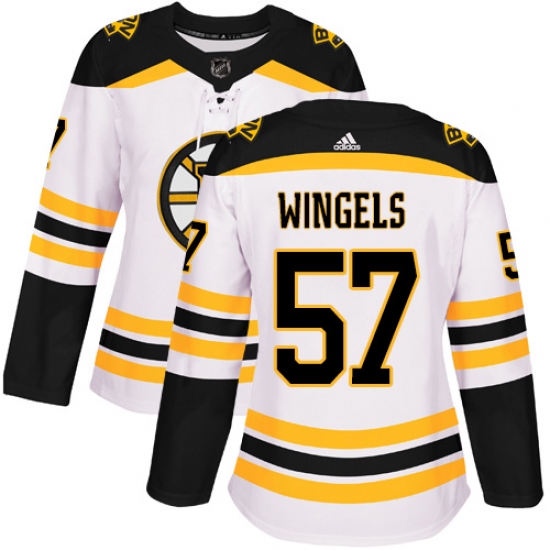 Women's Adidas Boston Bruins #57 Tommy Wingels Authentic White Away NHL Jersey - Ujersey