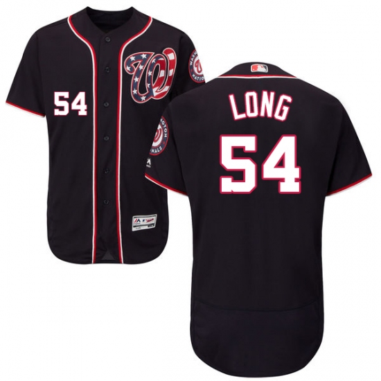 Men's Majestic Washington Nationals #54 Kevin Long Navy Blue Alternate Flex Base Authentic Collection MLB Jersey
