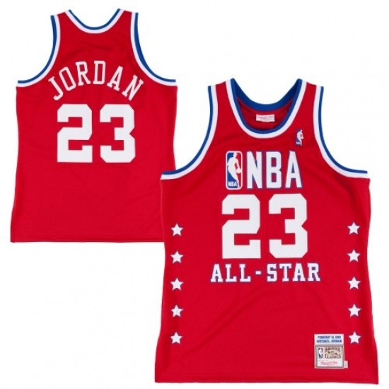 Men's Mitchell and Ness Chicago Bulls #23 Michael Jordan Swingman Red 1992 All Star Throwback NBA Jersey - Ujersey