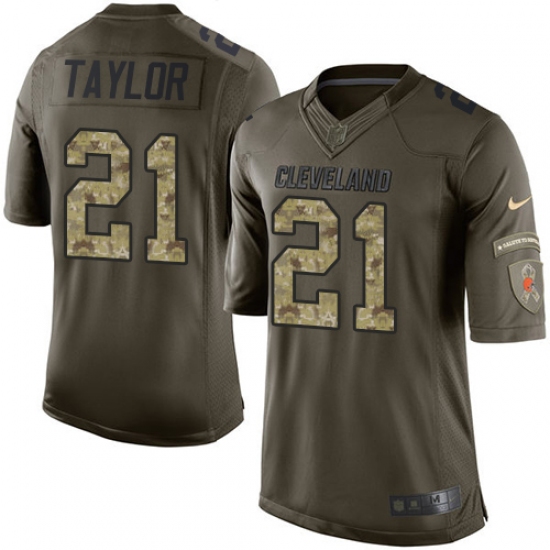 Youth Nike Cleveland Browns #21 Jamar Taylor Elite Green Salute to Service NFL Jersey - Ujersey