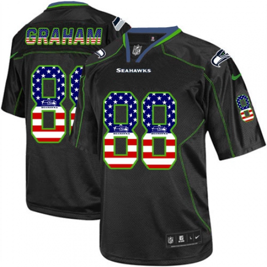 Men's Nike Seattle Seahawks #88 Jimmy Graham Elite Black USA Flag Fashion NFL Jersey - Ujersey