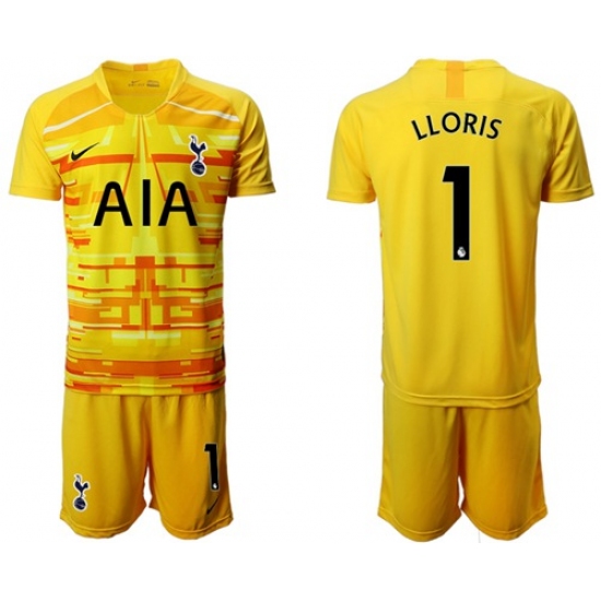 Tottenham Hotspur #1 Lloris Yellow Goalkeeper Soccer Club Jersey
