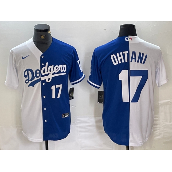 Mens Los Angeles Dodgers #17 Shohei Ohtani Number White Blue Two Tone Stitched Baseball Jersey - Ujersey