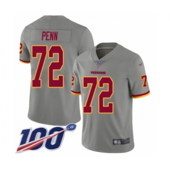 Youth Washington Redskins #72 Donald Penn Limited Gray Inverted Legend 100th Season Football Jersey