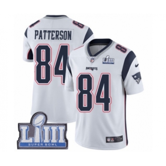 Youth Nike New England Patriots #84 Cordarrelle Patterson White Vapor Untouchable Limited Player Super Bowl LIII Bound NFL Jersey - Ujersey