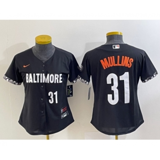 Women's Baltimore Orioles #31 Cedric Mullins Number Black 2023 City Connect Cool Base Stitched Jersey 1 - Ujersey