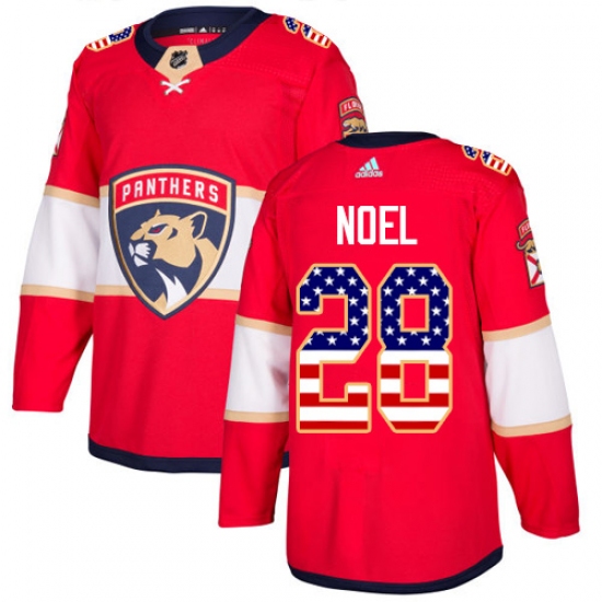 Men's Adidas Florida Panthers #28 Serron Noel Authentic Red USA Flag Fashion NHL Jersey - Ujersey