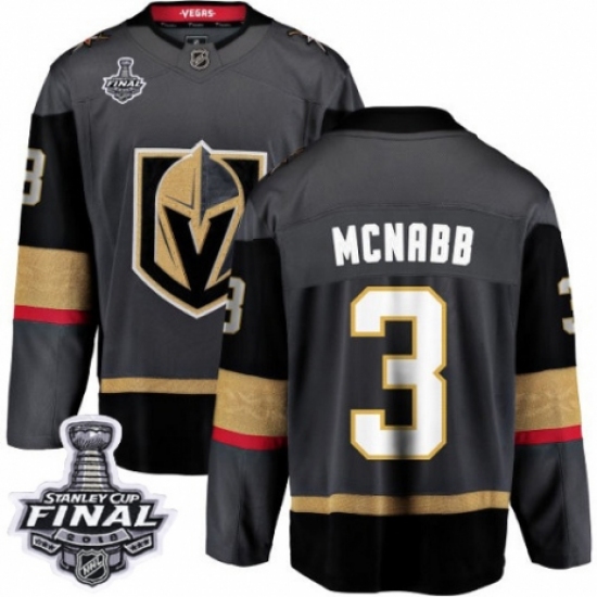 Men's Vegas Golden Knights #3 Brayden McNabb Authentic Black Home Fanatics Branded Breakaway 2018 Stanley Cup Final NHL Jersey - Ujersey
