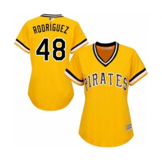 Women's Pittsburgh Pirates #48 Richard Rodriguez Authentic Gold Alternate Cool Base Baseball Player Jersey - Ujersey