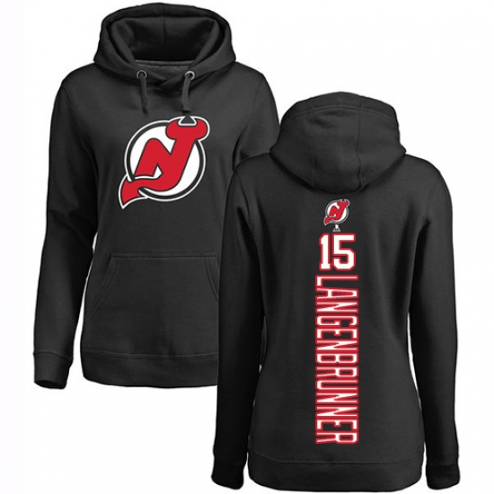 NHL Women's Adidas New Jersey Devils #15 Jamie Langenbrunner Black Backer Pullover Hoodie - ujerseystore