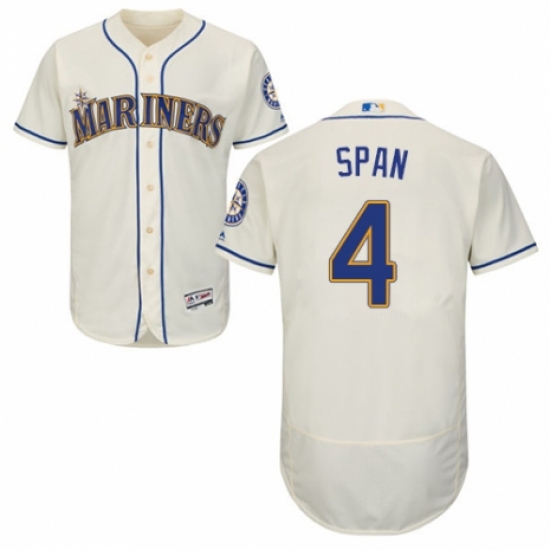 Men's Majestic Seattle Mariners #4 Denard Span Cream Alternate Flex Base Authentic Collection MLB Jersey - Ujersey