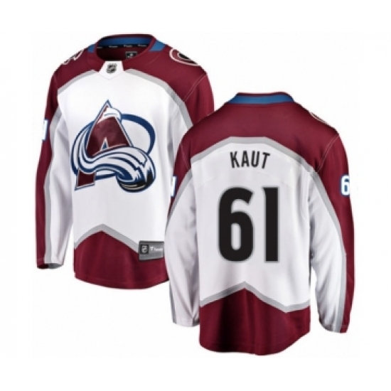 Men's Colorado Avalanche #61 Martin Kaut Authentic White Away Fanatics Branded Breakaway NHL Jersey - Ujersey