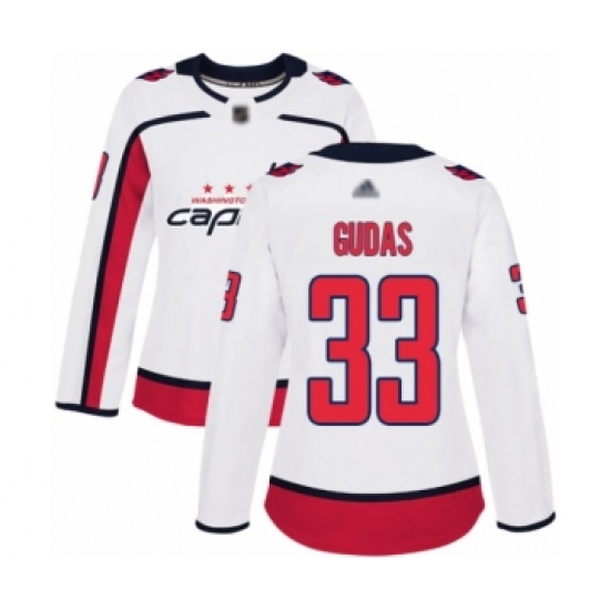 Women's Washington Capitals #33 Radko Gudas Authentic White Away Hockey Jersey