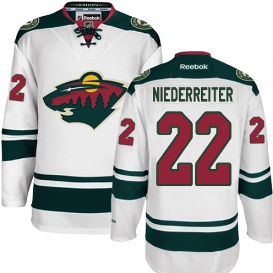 Women's Reebok Minnesota Wild #22 Nino Niederreiter Authentic White Away NHL Jersey - Ujersey