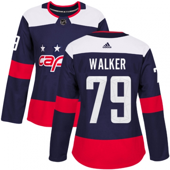 Women's Adidas Washington Capitals #79 Nathan Walker Authentic Navy Blue 2018 Stadium Series NHL Jersey - Ujersey
