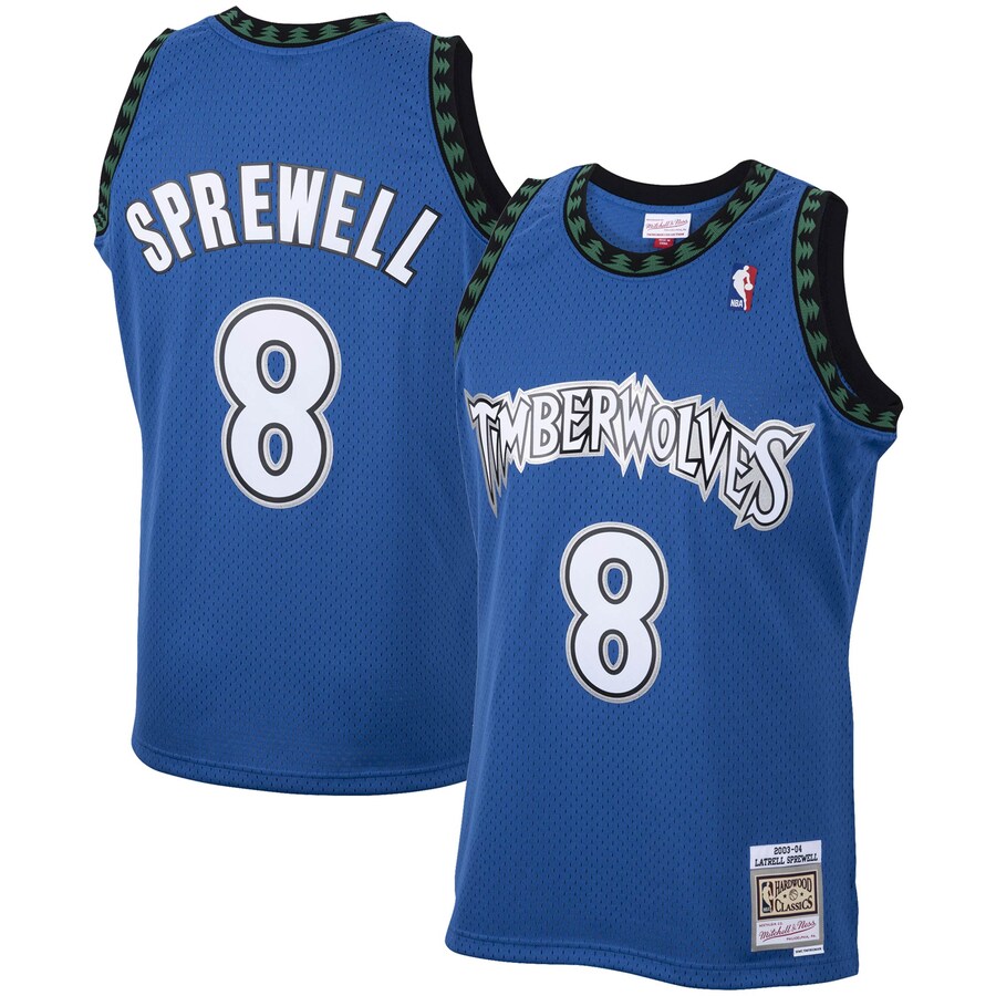 Men's Minnesota Timberwolves Latrell Sprewell Mitchell & Ness Blue 2003/04 Hardwood Classics Swingman Jersey - Ujersey