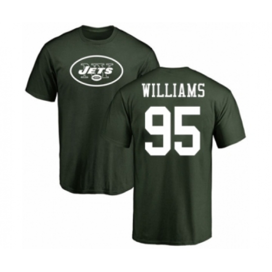 Football New York Jets #95 Quinnen Williams Green Name & Number Logo T-Shirt - Ujersey