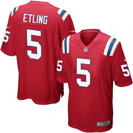 Men's Nike New England Patriots #5 Danny Etling Game Red Alternate NFL Jersey - Ujersey