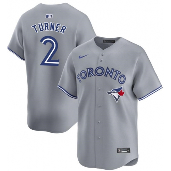 Men's Toronto Blue Jays #2 Justin Turner Gray Cool Base Stitched Jersey - Ujersey
