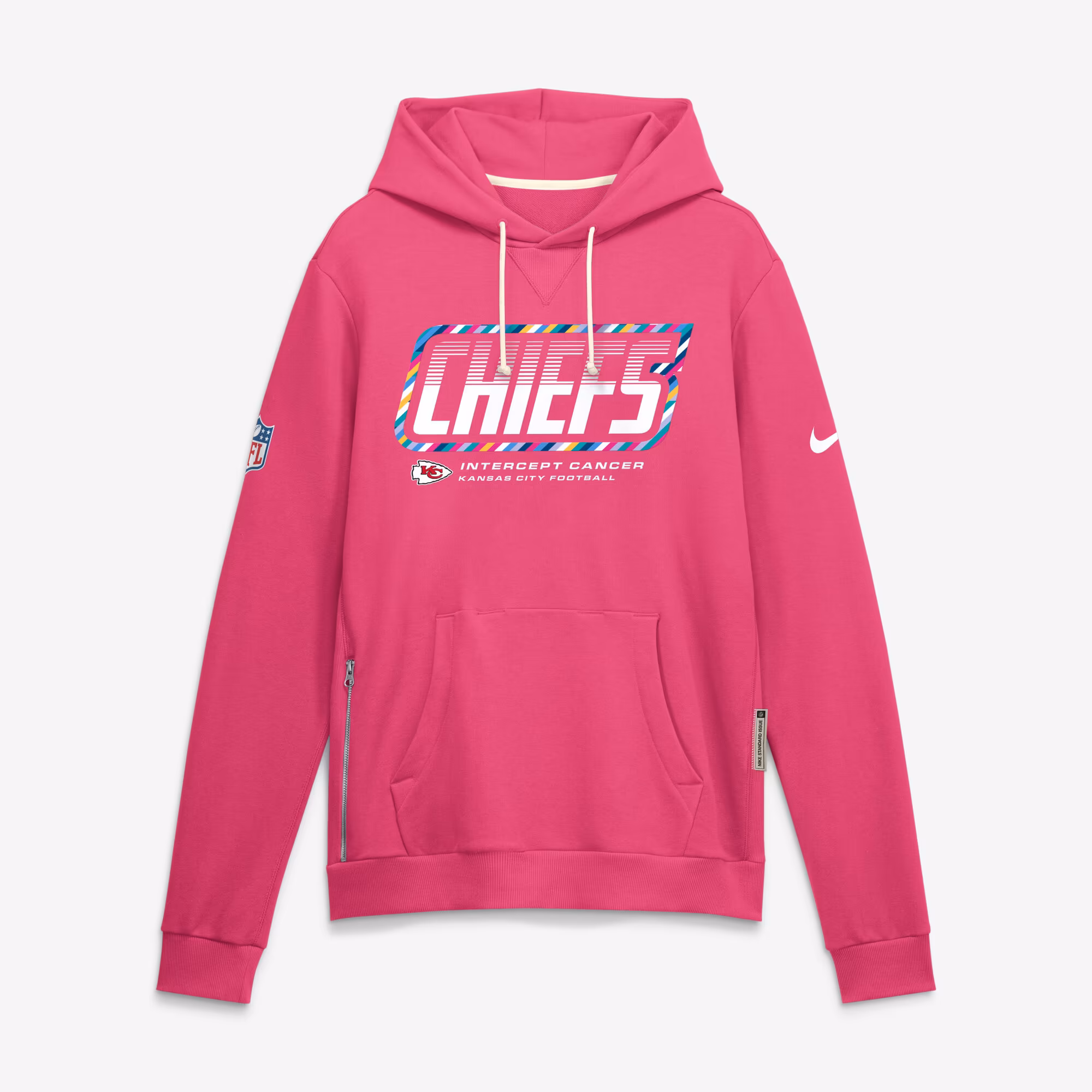 Men's Kansas City Chiefs Nike Pink 2026 NFL Crucial Catch Sideline Standard Issue Dri-FIT Pullover Hoodie - Ujersey Shop