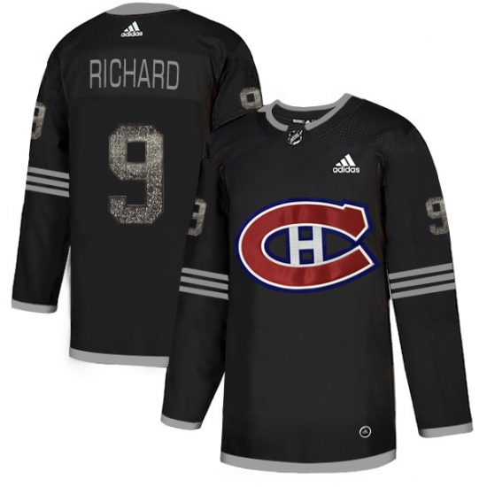 Men's Adidas Montreal Canadiens #9 Maurice Richard Black Authentic Classic Stitched NHL Jersey - Ujersey