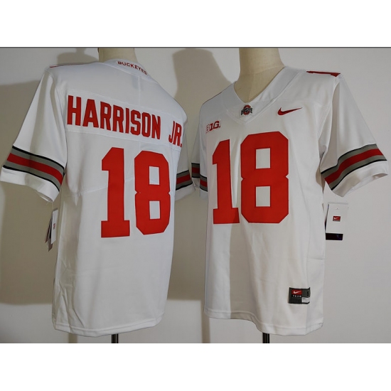 Ohio State Buckeyes #18 Harrison jr White Scarlet NCAA Football Jersey - Ujersey