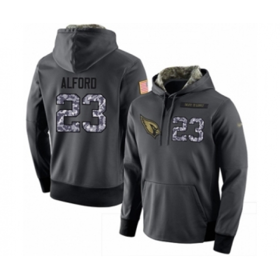 Football Men's Arizona Cardinals #23 Robert Alford Stitched Black Anthracite Salute to Service Player Performance Hoodie
