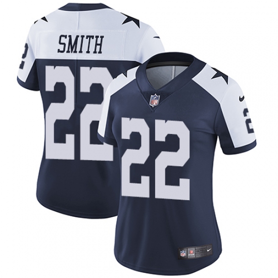 Women's Nike Dallas Cowboys #22 Emmitt Smith Navy Blue Throwback Alternate Vapor Untouchable Limited Player NFL Jersey - Ujersey